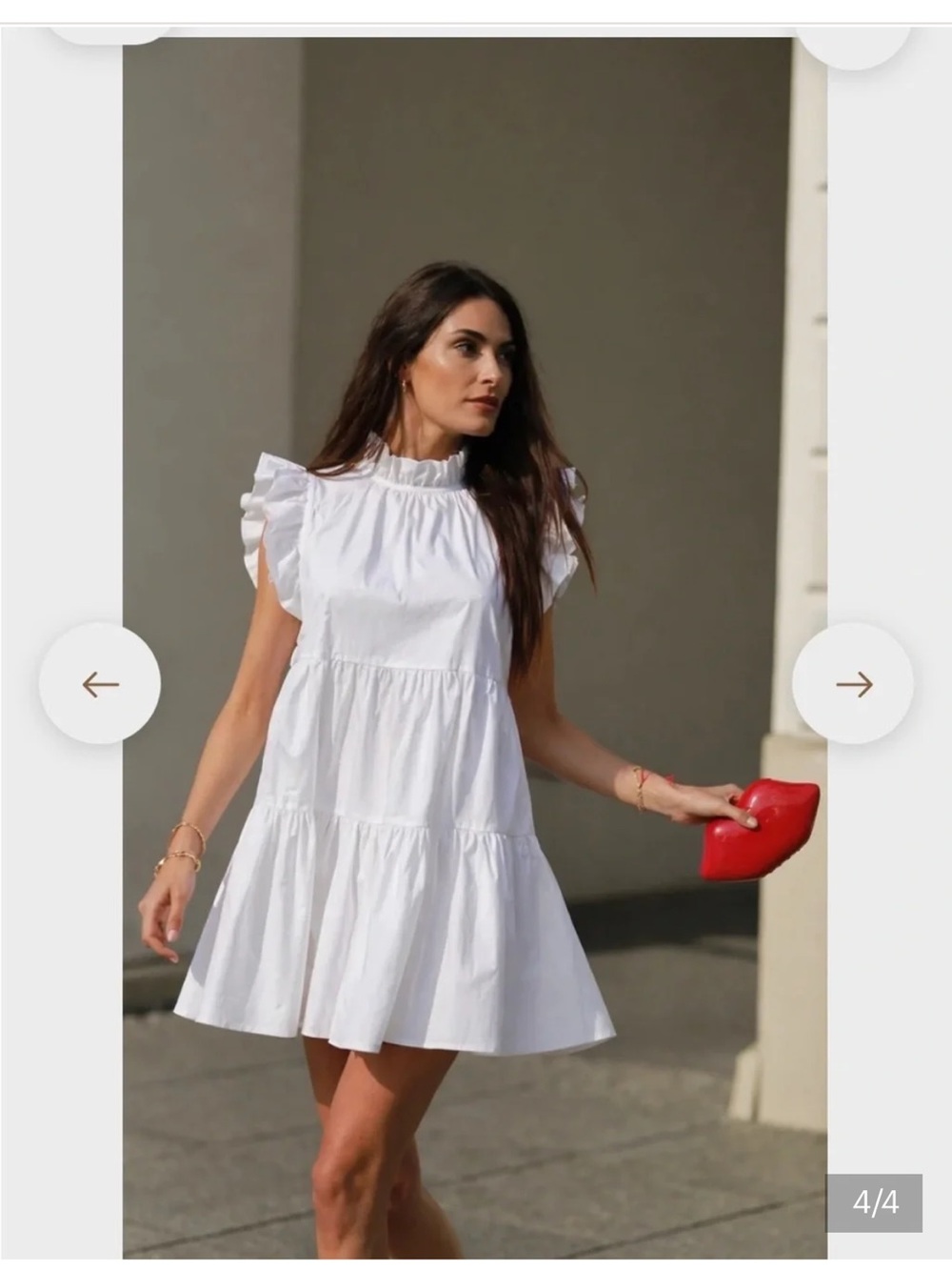MONICA NERA White Ruffle Sleeve Tiered Mini Dress